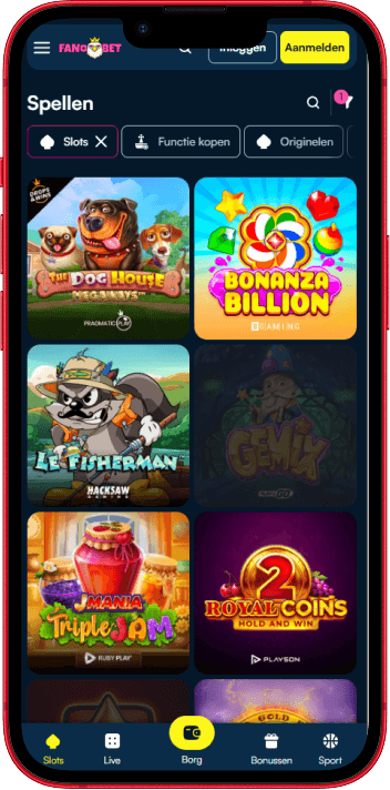 FanoBet Casino op mobiel