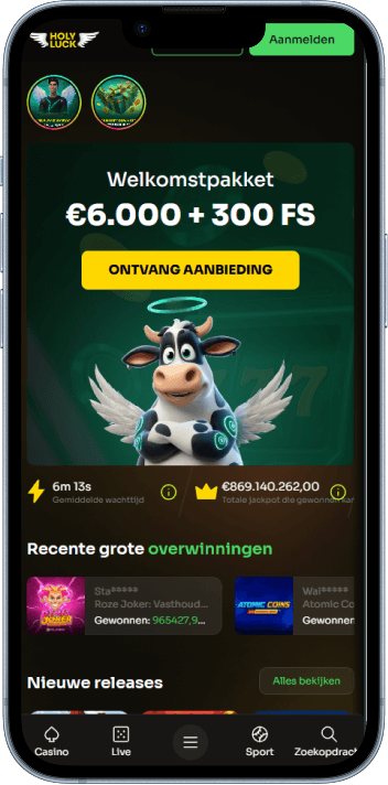 Homepage van HolyLuck Casino