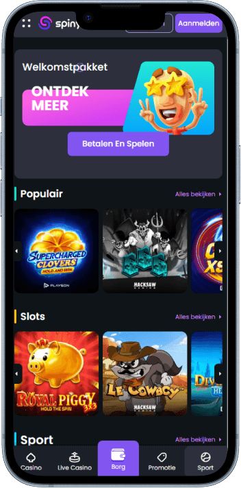 Homepage van SpinyBet Casino