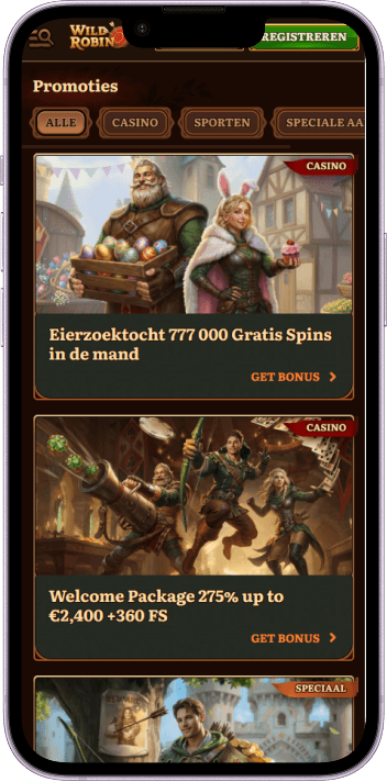 Bonuspagina van Wild Robin Casino