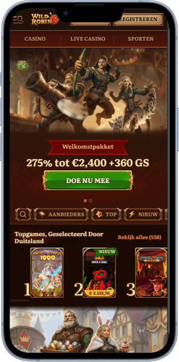 Homepage van Wild Robin Casino