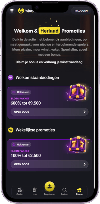 Bonuspagina van Winstler Casino